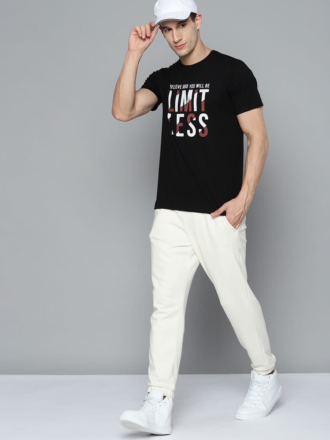 HRX By Hrithik Roshan Lifestyle Men Jet Black Bio-Wash Brand carrier Tshirts - view 1