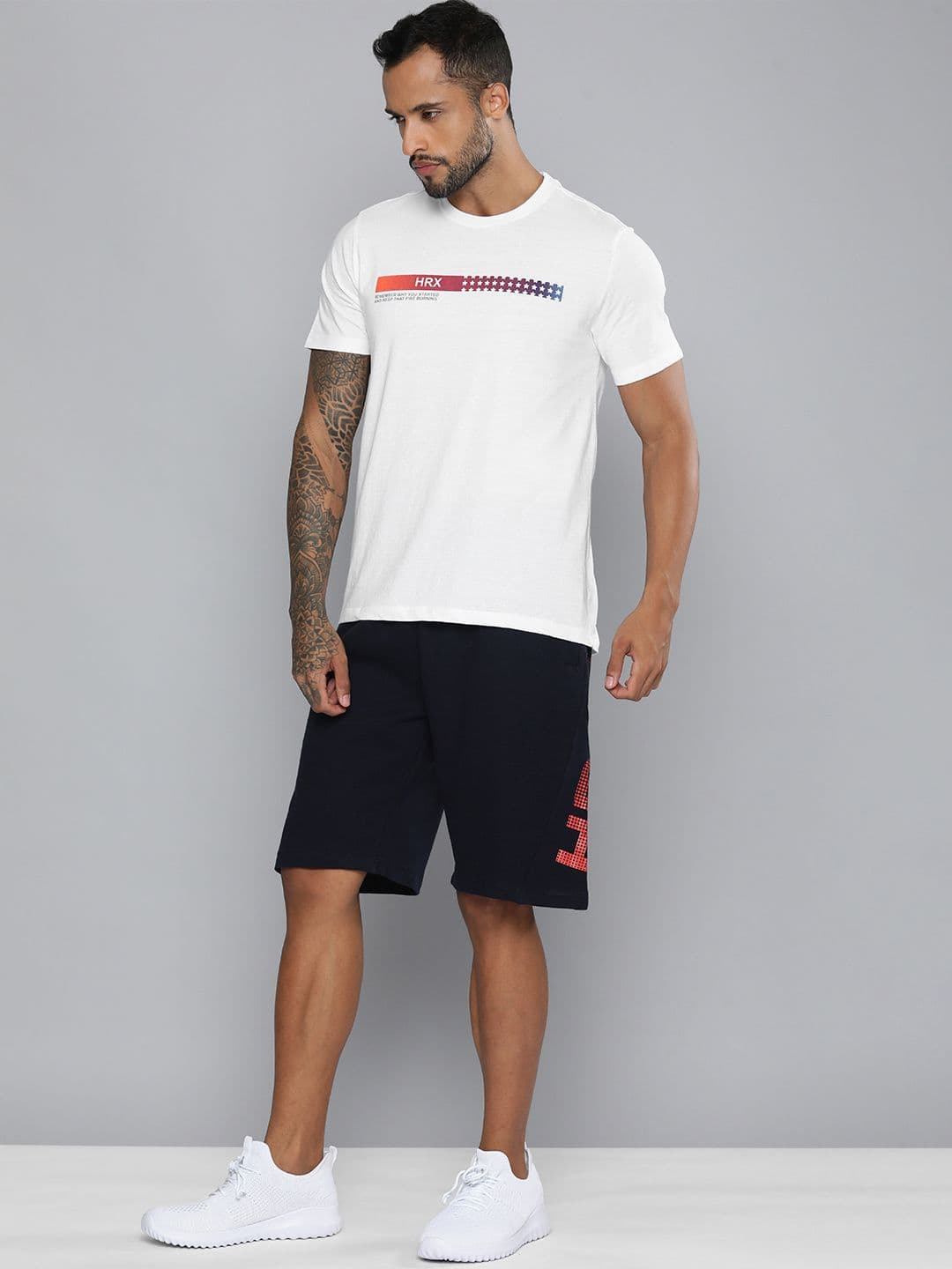 HRX by Hrithik Roshan Men White Brand Logo Printed Pure Cotton T-shirt - view 1