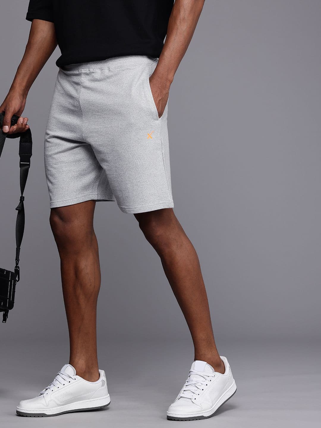 HRX by Hrithik Roshan Men Grey Melange Solid Shorts - view 1
