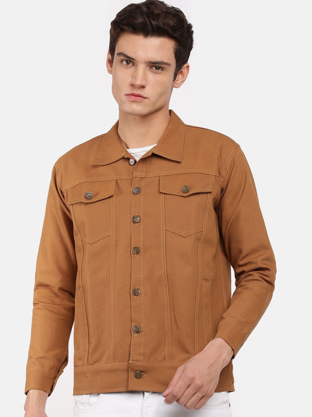 VOXATI Men Mustard Denim Jacket - view 1