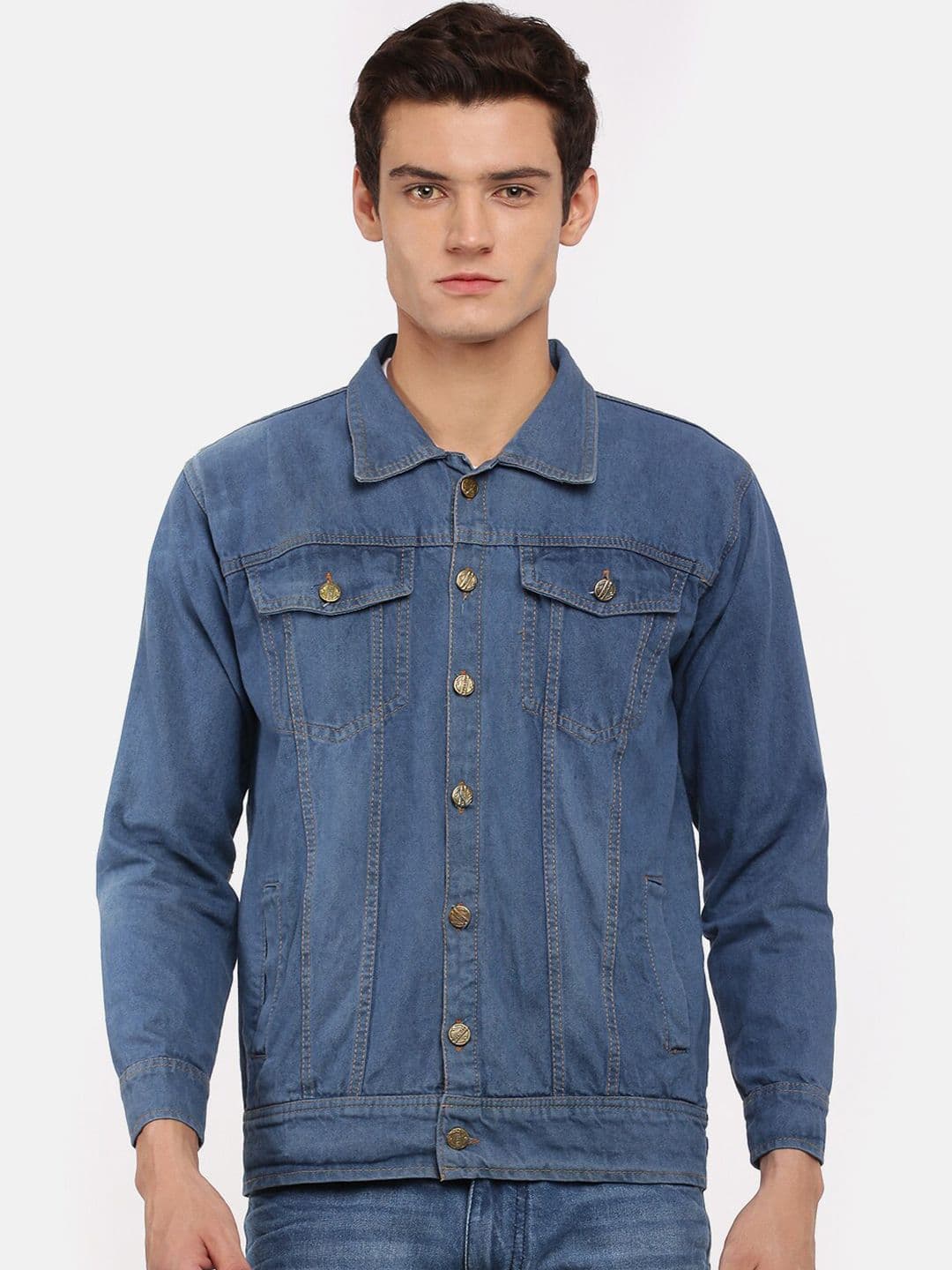 VOXATI Men Blue Denim Jacket with Embroidered - view 1