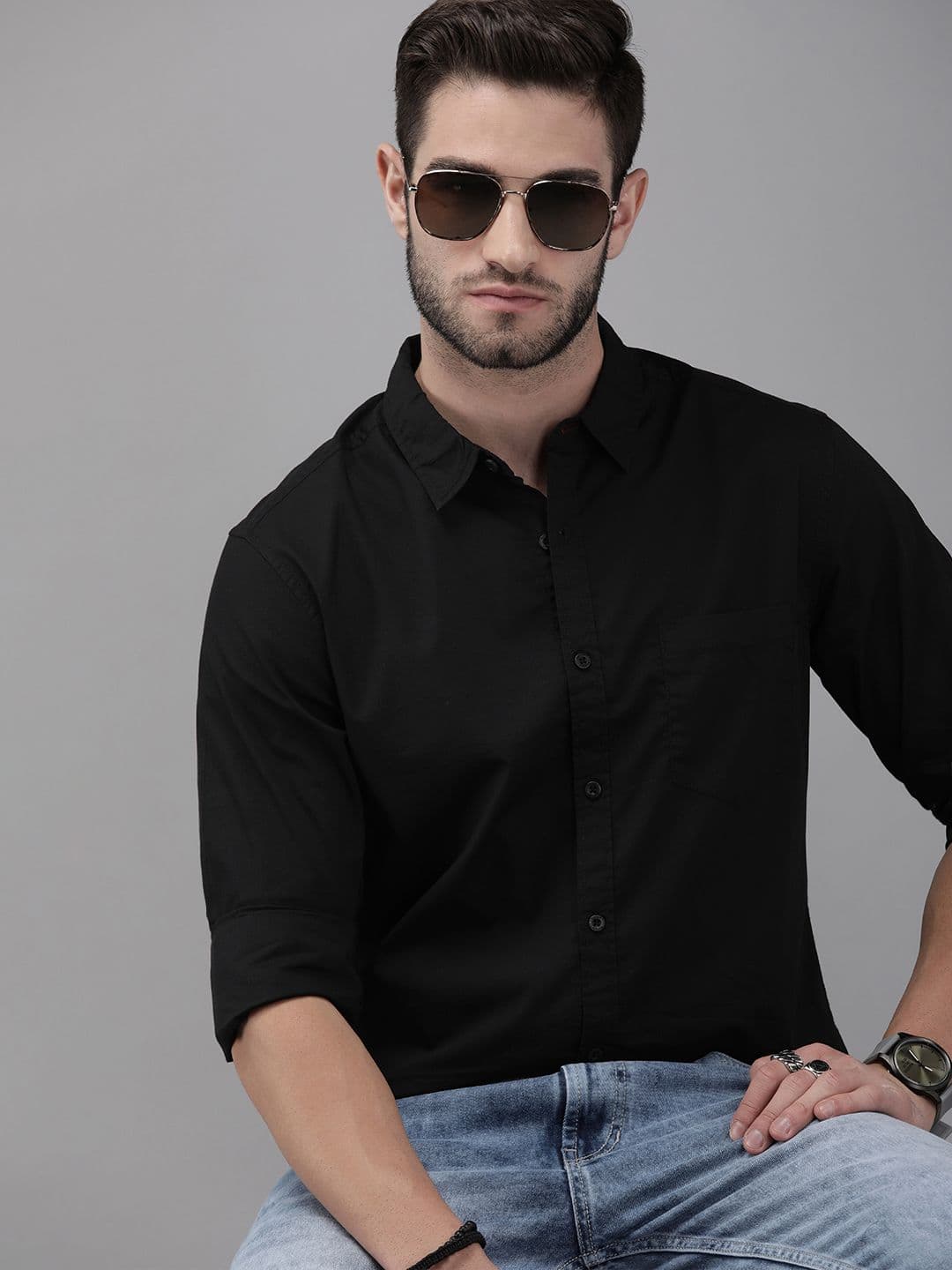 Roadster Men Black Pure Cotton Casual Shirt - view 1