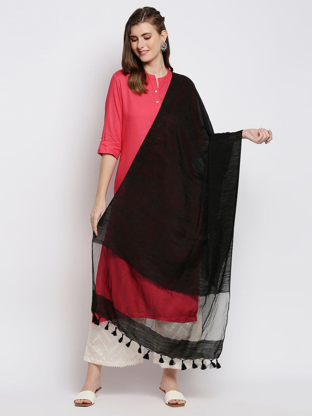 Dupatta Bazaar Black Linen Dupatta - view 1