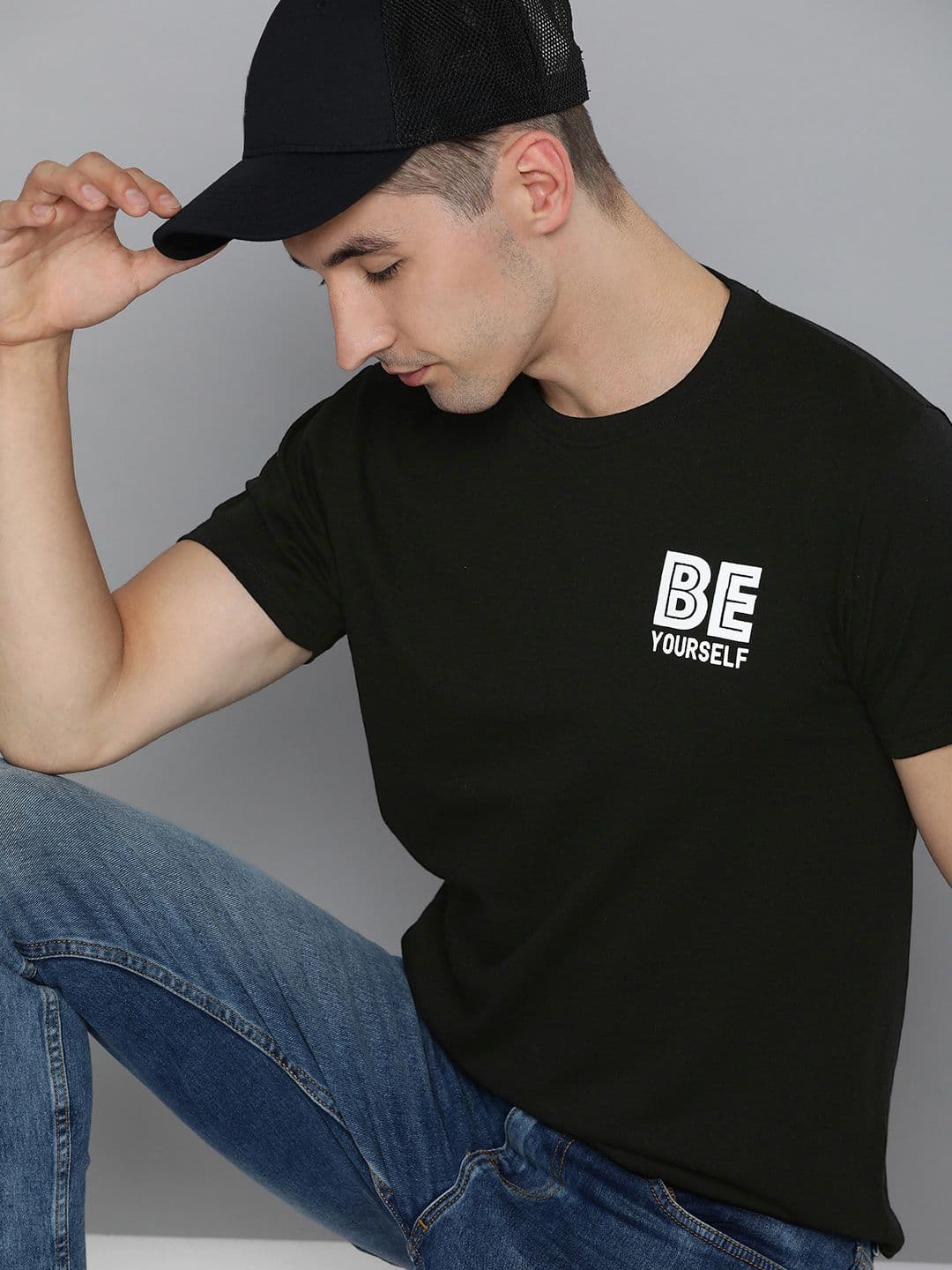 HERE&NOW Men Black Print Detail T-shirt - view 1