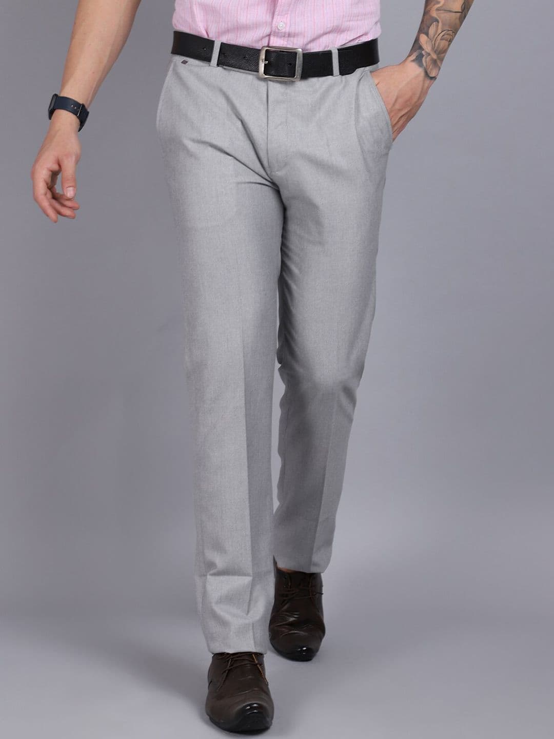 Cantabil Men Grey Formal Cotton Trouser - view 1