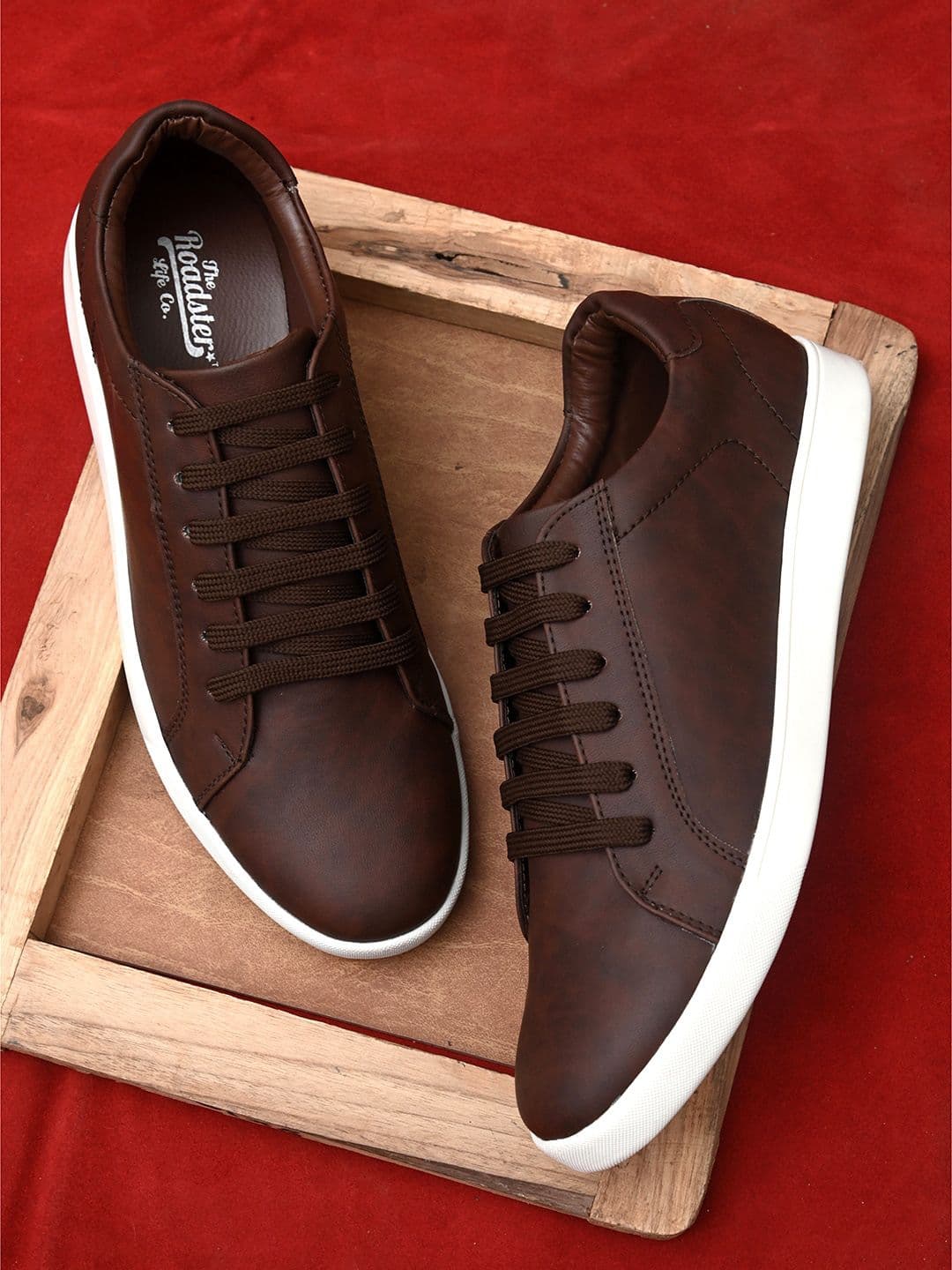Roadster Men Brown Textured PU Sneakers - view 1
