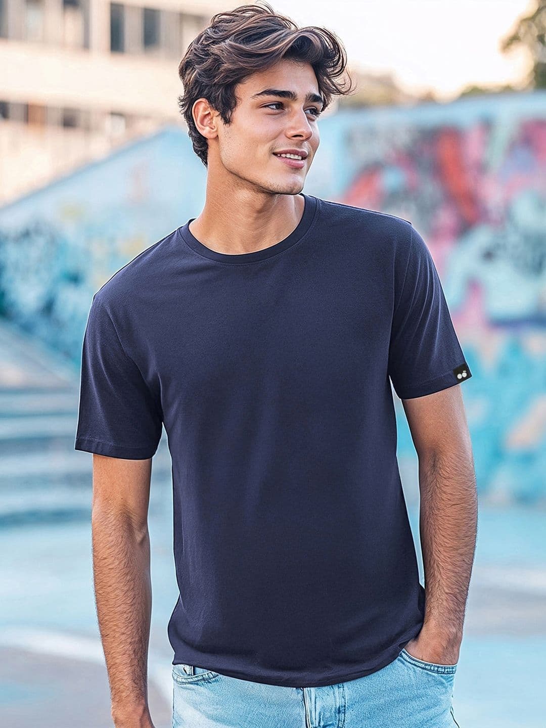 Bewakoof Men Blue Pure Cotton T-shirt - view 1