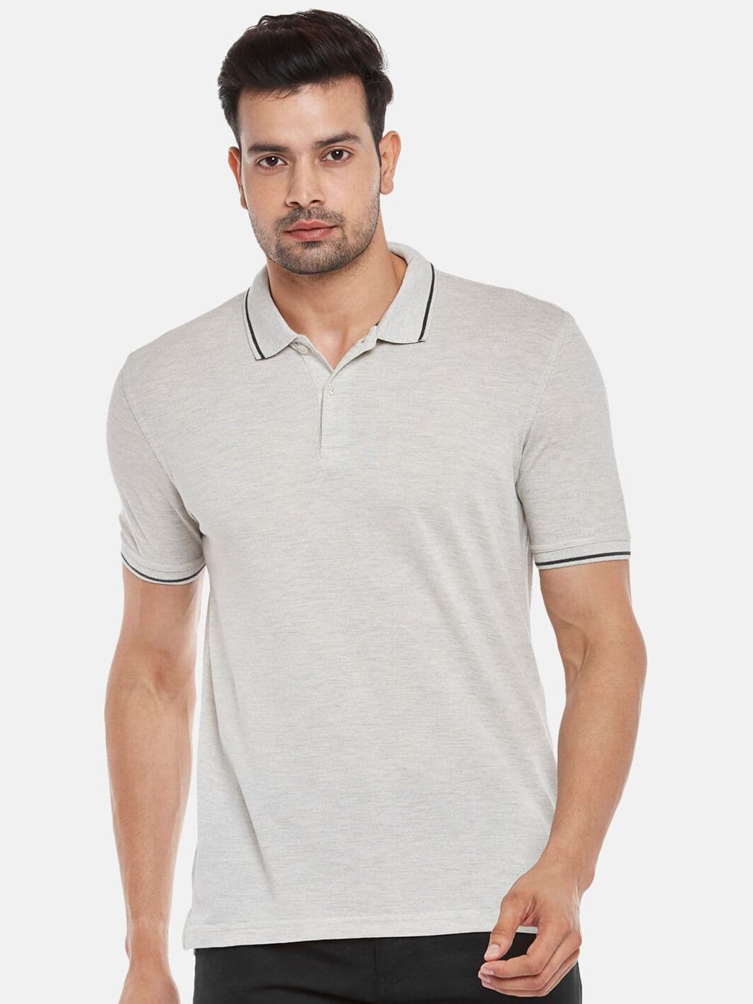 BYFORD by Pantaloons Men Beige Polo Collar Outdoor T-shirt - view 1
