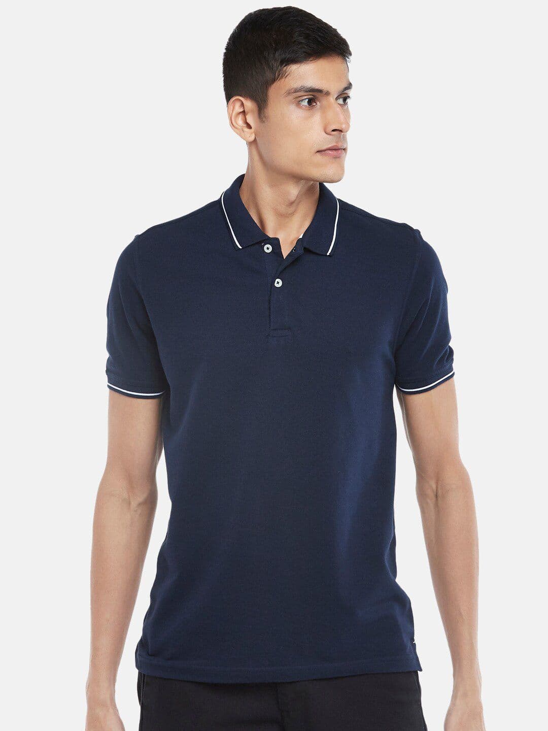 BYFORD by Pantaloons Men Navy Blue Polo Collar Outdoor T-shirt - view 1