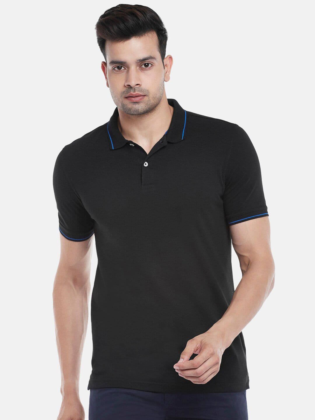 BYFORD by Pantaloons Men Black Polo Collar Outdoor T-shirt - view 1
