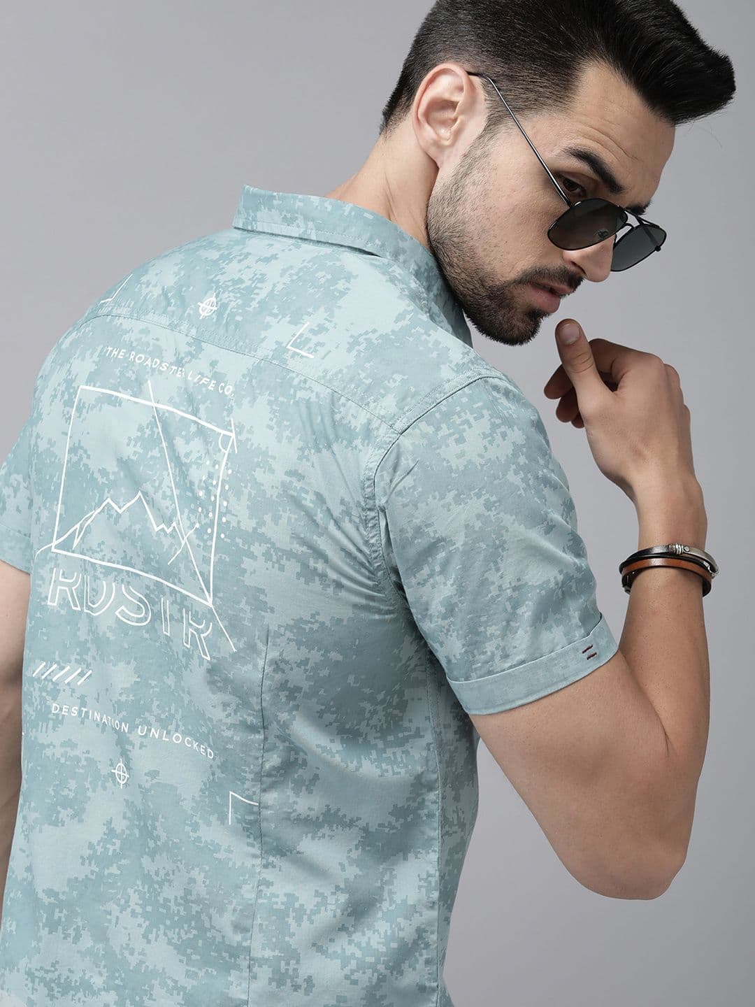 The Roadster Lifestyle Co Men Blue Printed Cotton Casual Shirt - view 1