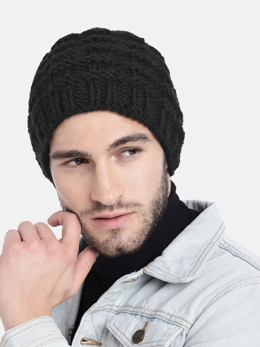 Magic Needles Men Black Handmade Beanie - view 1