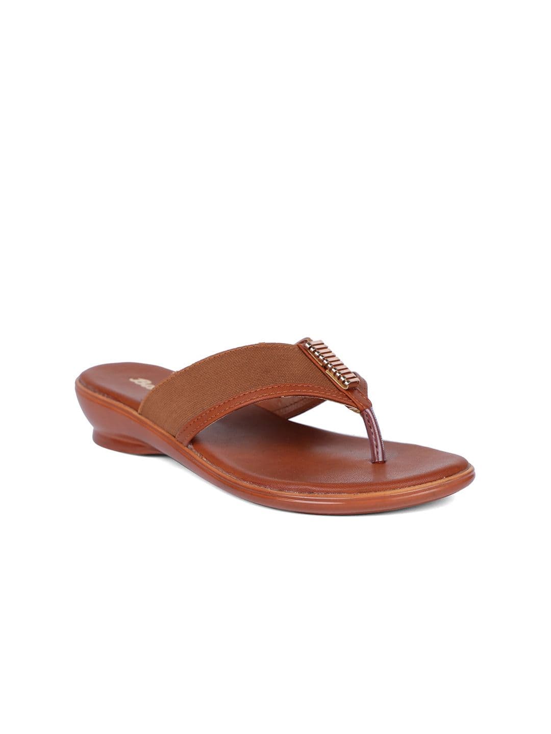Bata Women Brown Embellished Open Toe Flats - view 1