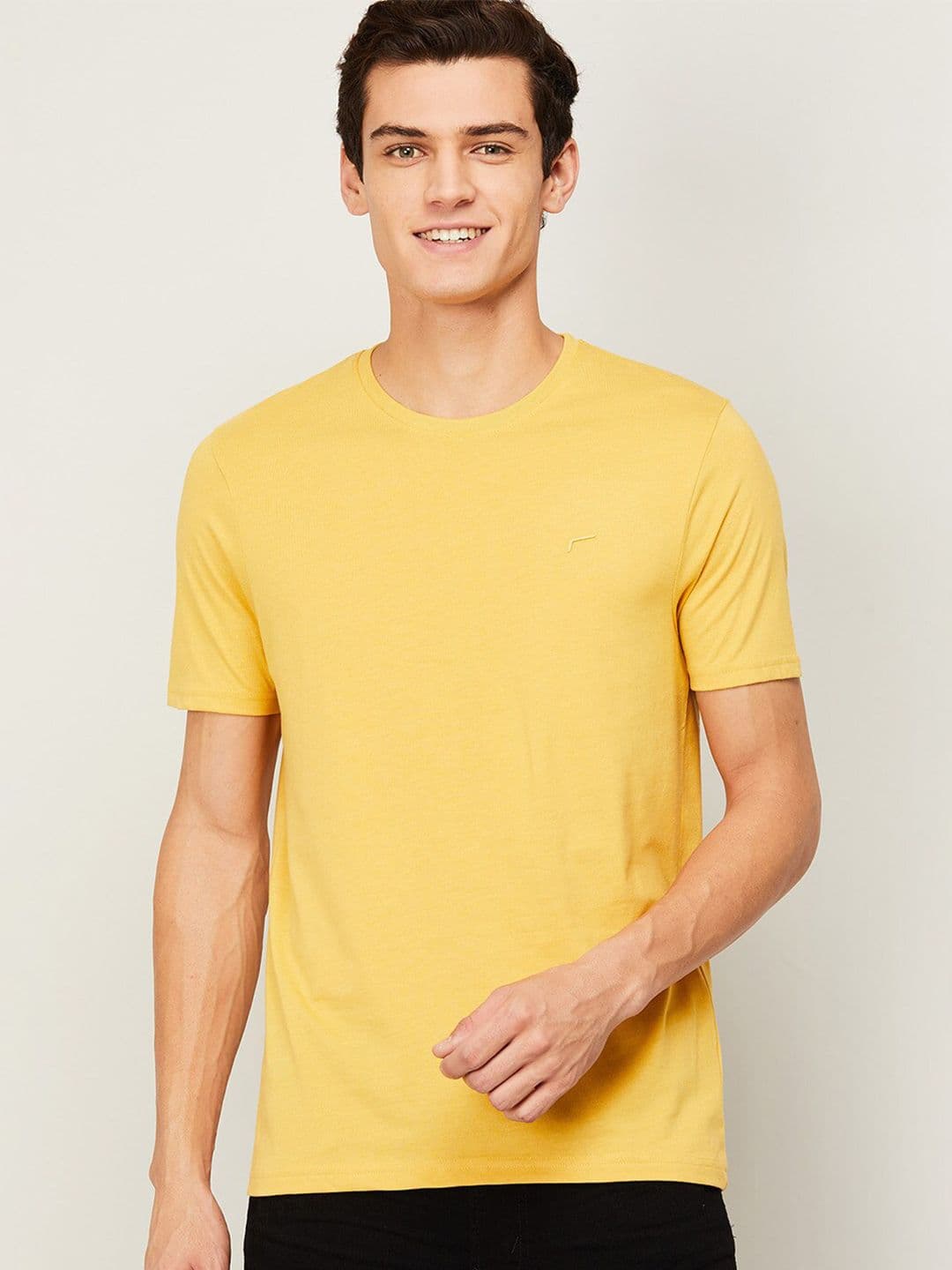 Fame Forever by Lifestyle Men Yellow Raw Edge T-shirt - view 1