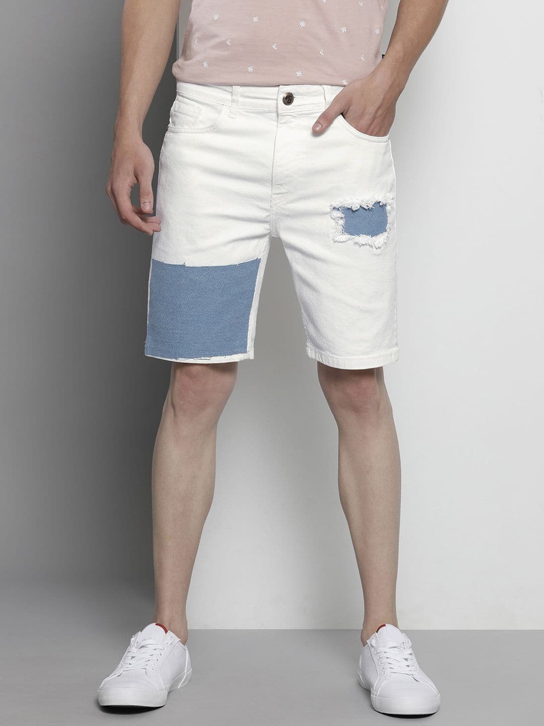 The Indian Garage Co Men White Denim Shorts - view 1