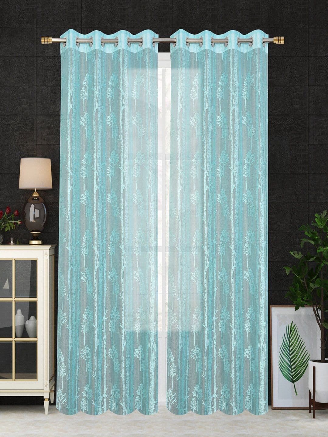 Homefab India Unisex Turquoise Blue Curtains and Sheers - view 1