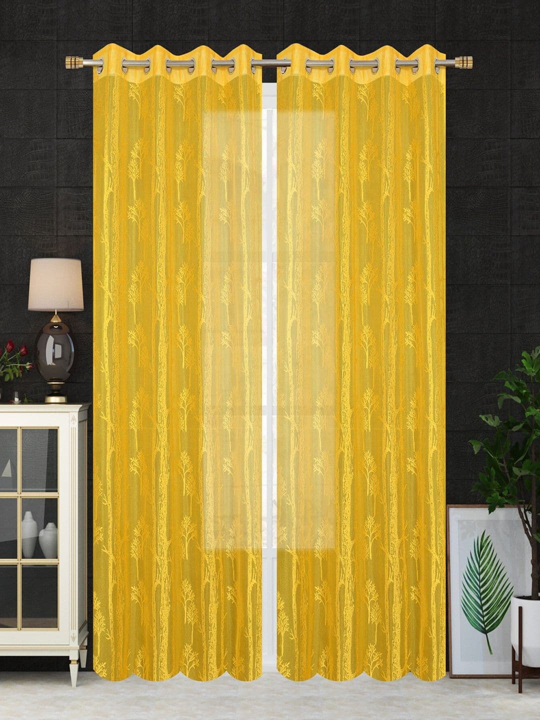 Homefab India Unisex Yellow Curtains and Sheers - view 1