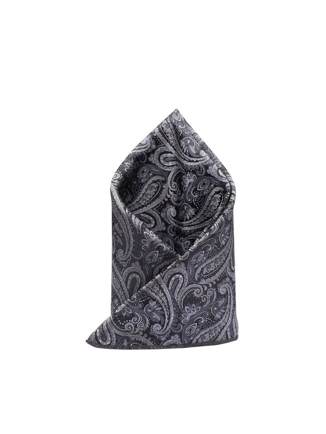 The Tie Hub Men Grey Paisley Printed Pocket Square - view 1