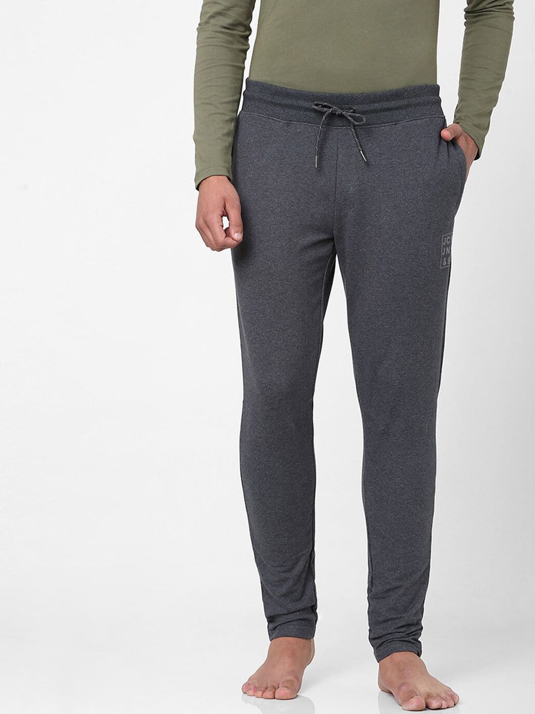 Jack & Jones Men Grey Solid Track Pants - view 1