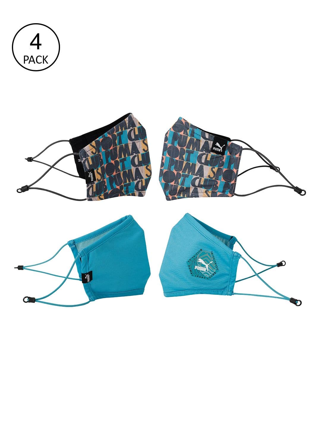 Puma Set Of 4 Black & Blue 3 Ply Hill Camp Cloth Face Masks - view 1