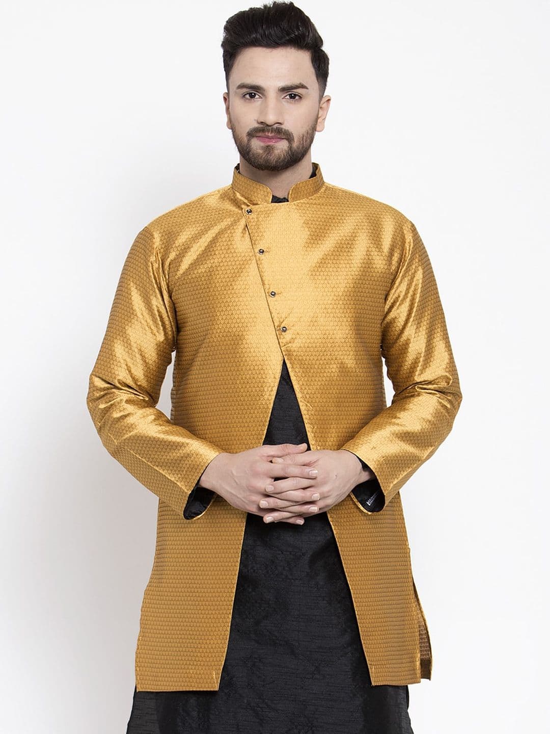 Kaifoo Men Gold-Toned Longline Ethnic Jacket - view 1