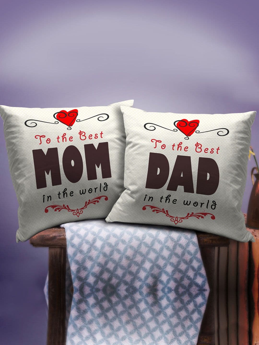 TIED RIBBONS Off White Set of 2 Printed Cushion Cover - view 1