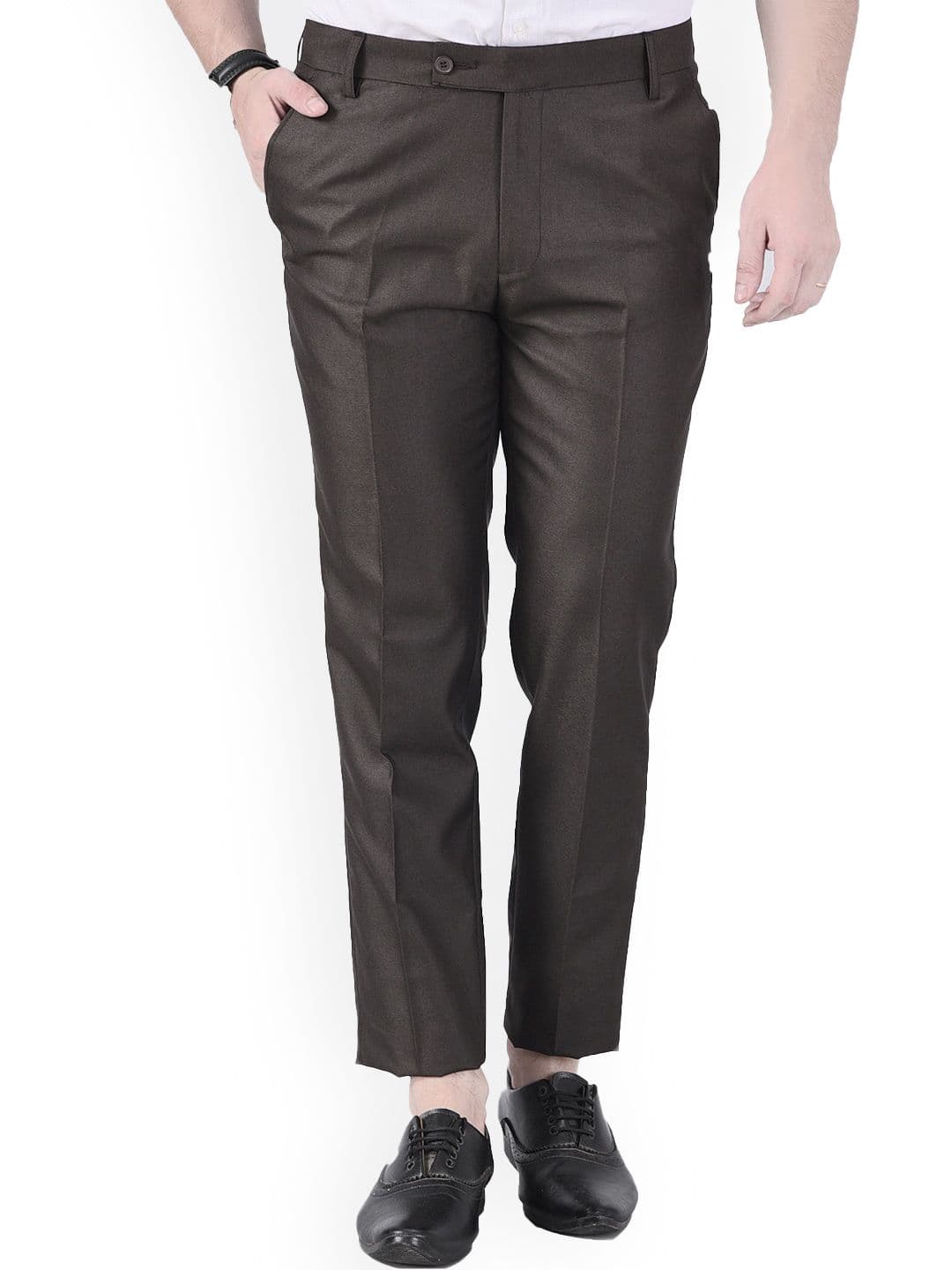 AD & AV Men Coffee Brown Classic Easy Wash Trousers - view 1