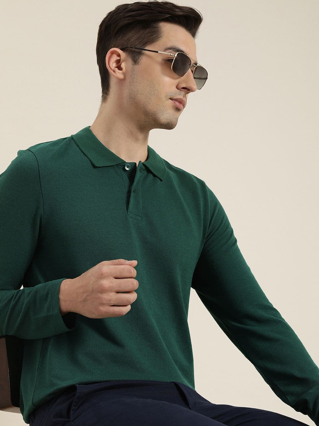 encore by INVICTUS Men Green Polo Collar T-shirt - view 1