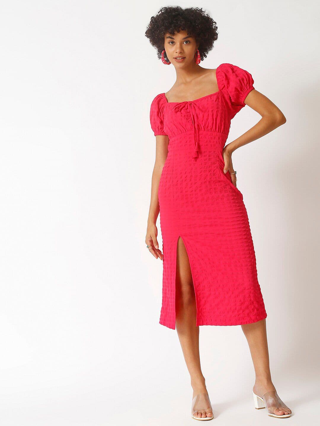 PINACOLADA Women Red Crepe Sheath Midi Dress - view 1
