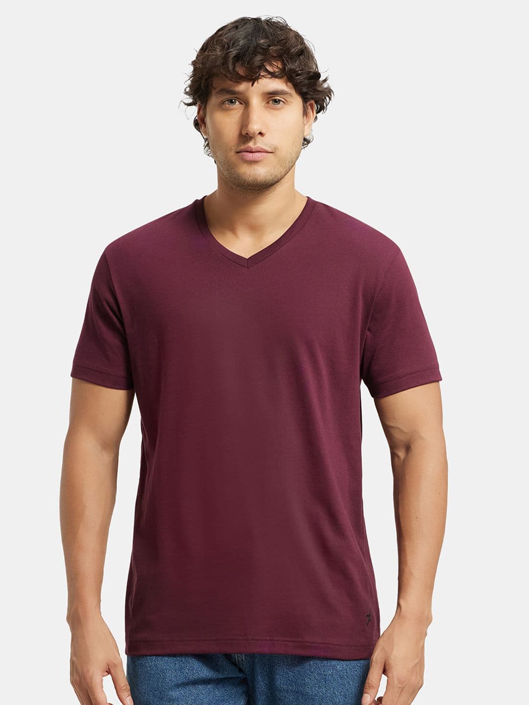 Jockey Super Combed Cotton Rich Solid V Neck Half Sleeve T-shirt -2726 - view 1