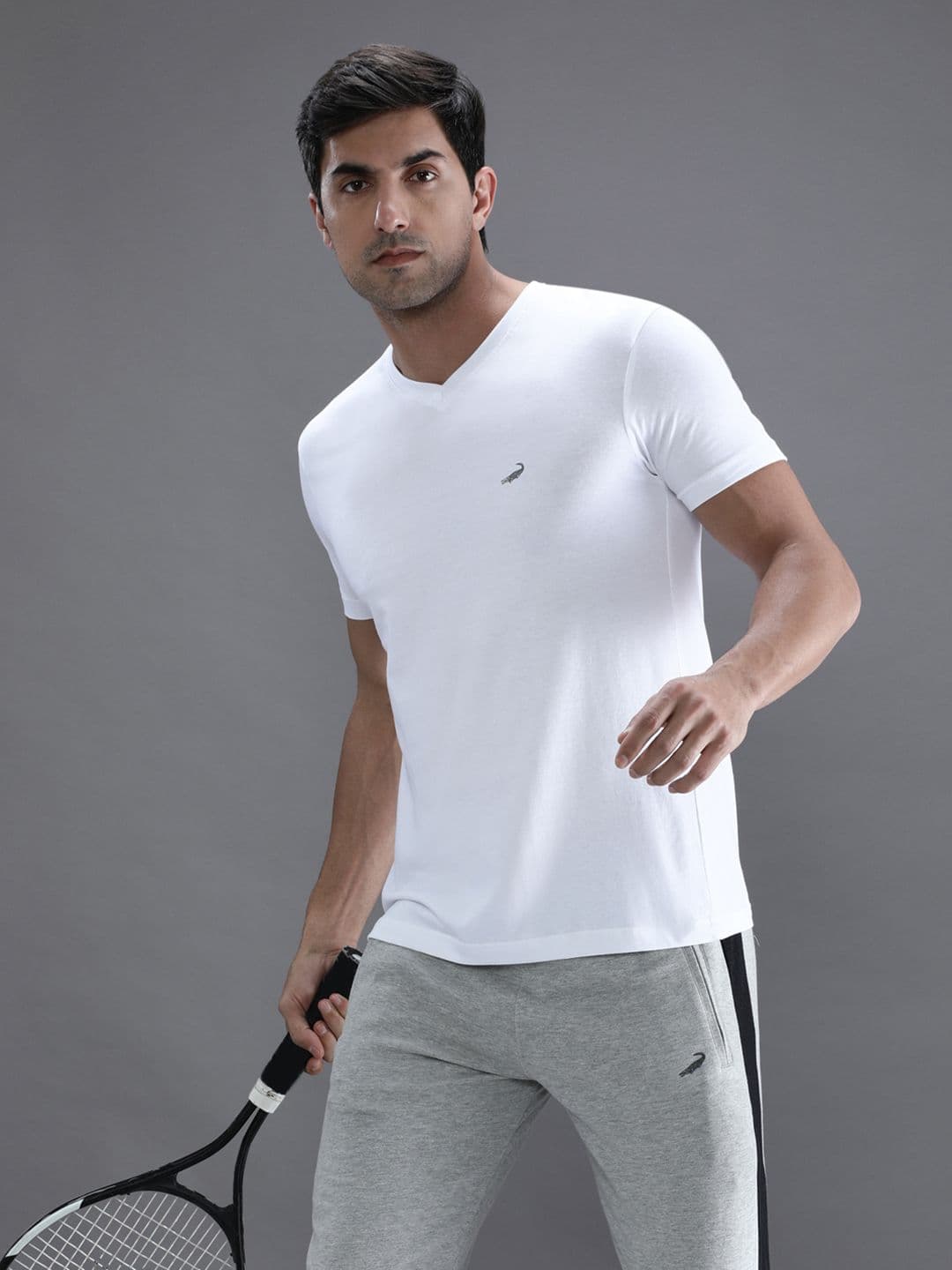 Crocodile Men White V-Neck T-shirt - view 1