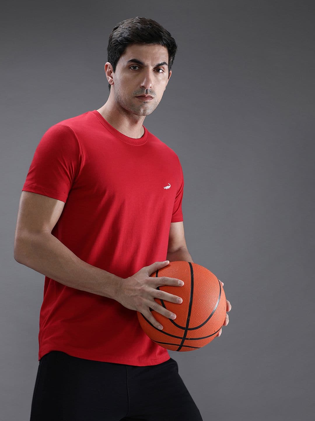 Crocodile Men Red Solid Cotton T-shirt - view 1