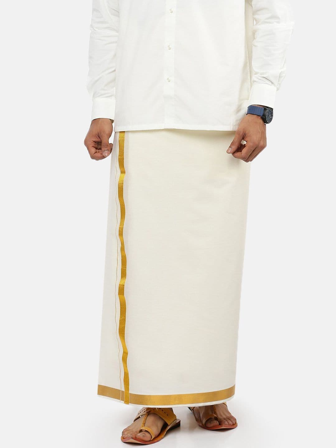 Ramraj Men White Solid Pure Cotton Dhotis - view 1