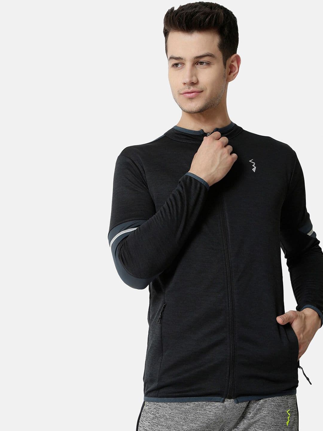 CAHOOT Men Charcoal Lightweight Training or Gym Sporty Jacket with Embroidered - view 1