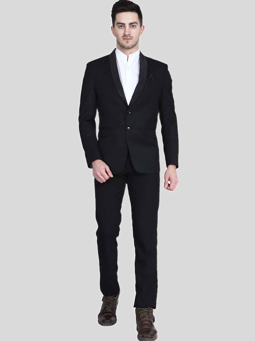 TAHVO Men Black Solid Single-Breasted Two-Piece Suit - view 1