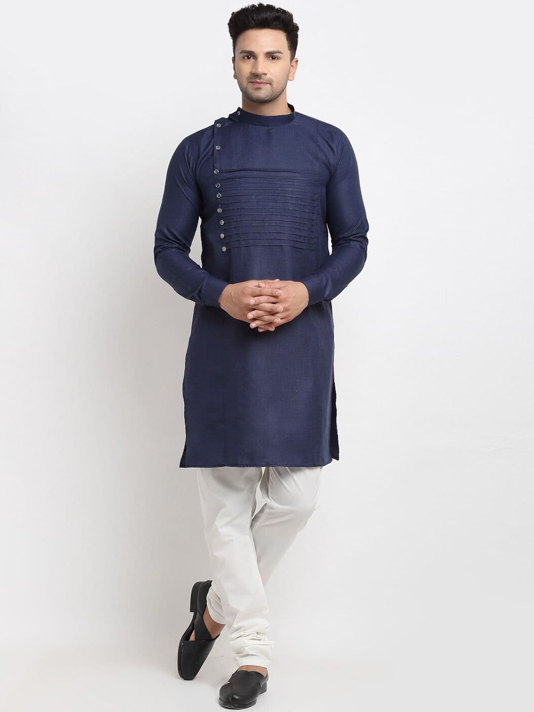 Kaifoo Men Navy Blue Thread Work Kurta - view 1