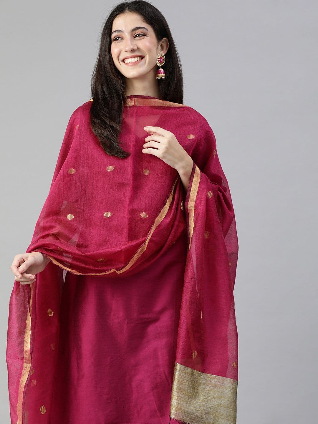 swatika Magenta Woven Design Bhagalpuri Dupatta - view 1