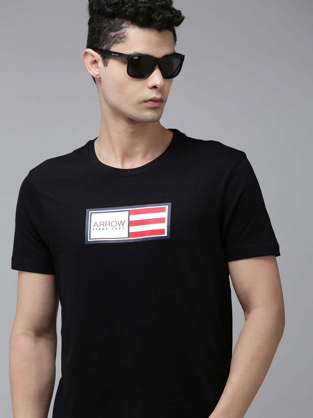 Arrow Men Black Typography Printed T-shirt - view 1