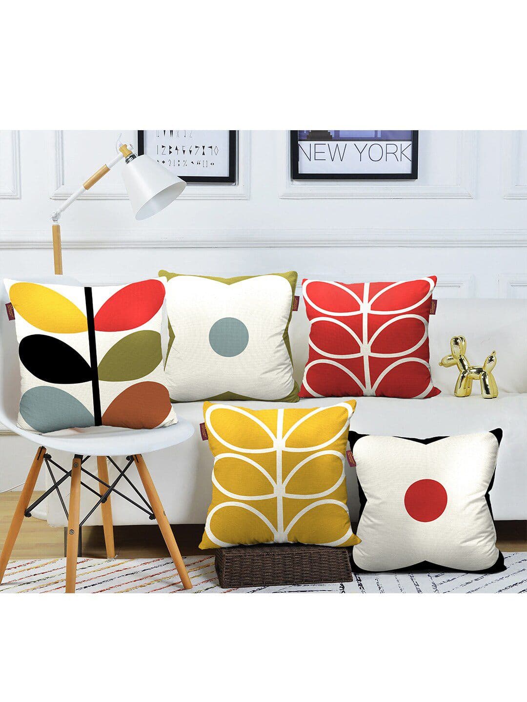 AEROHAVEN Digital Geometric Cotton Lightweight 5 Pcs Square Cushion Covers - 24 x 24 In - view 1
