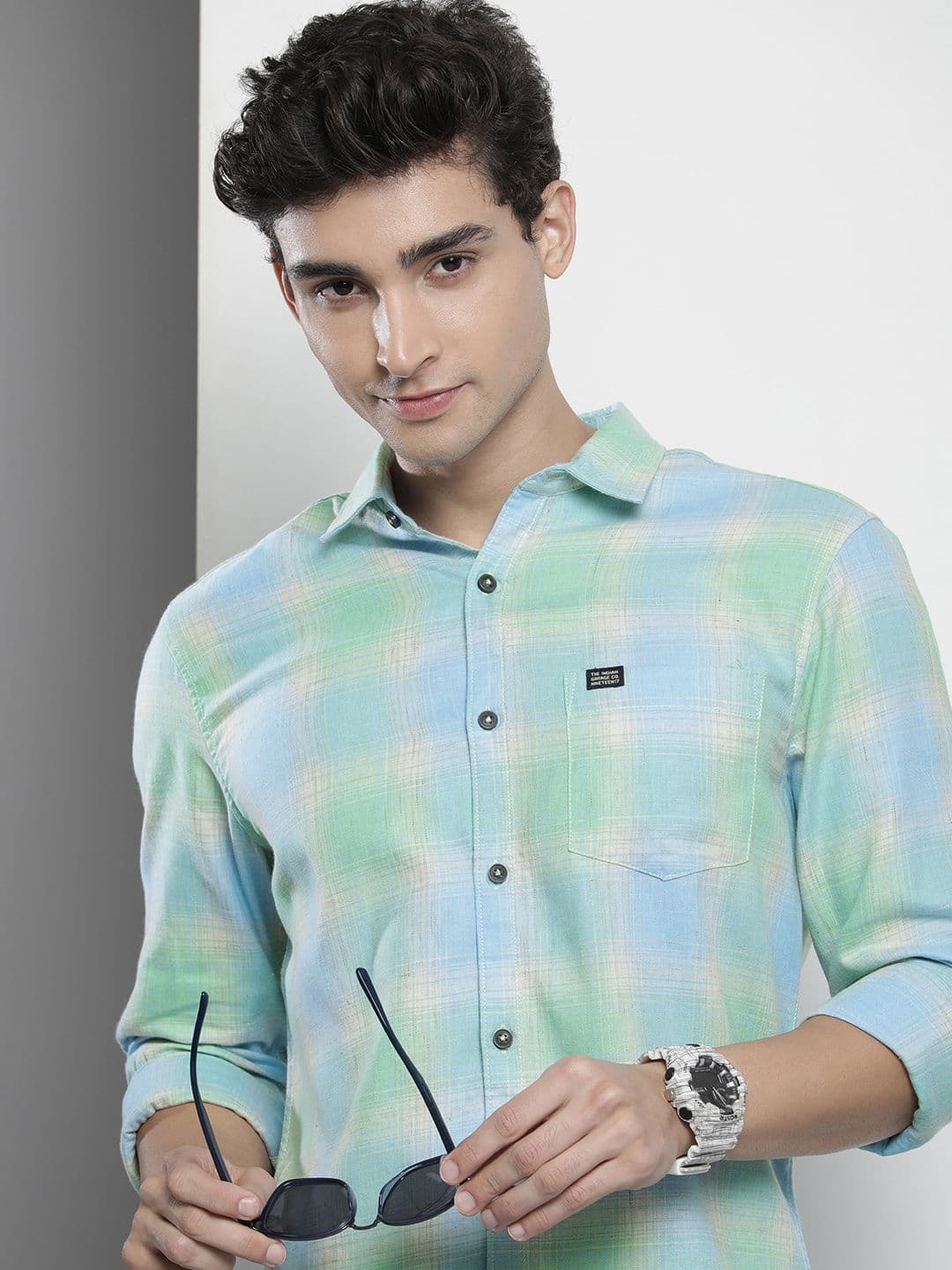 The Indian Garage Co Men Blue Checked Casual Shirt - view 1