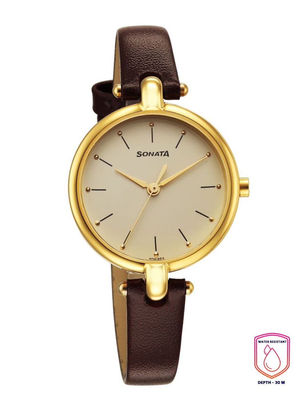 Sonata Gold Edit Quartz Analog With Champagne Dial Watch For Women - Nr87043yl02w - view 1