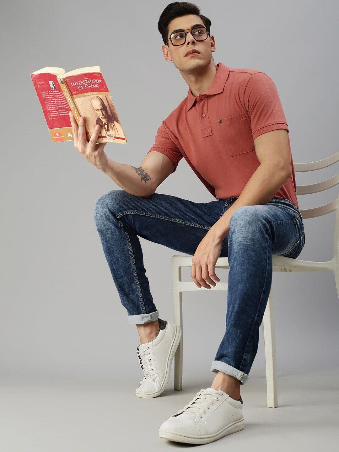 ONN Men Pink Polo Collar T-shirt - view 1