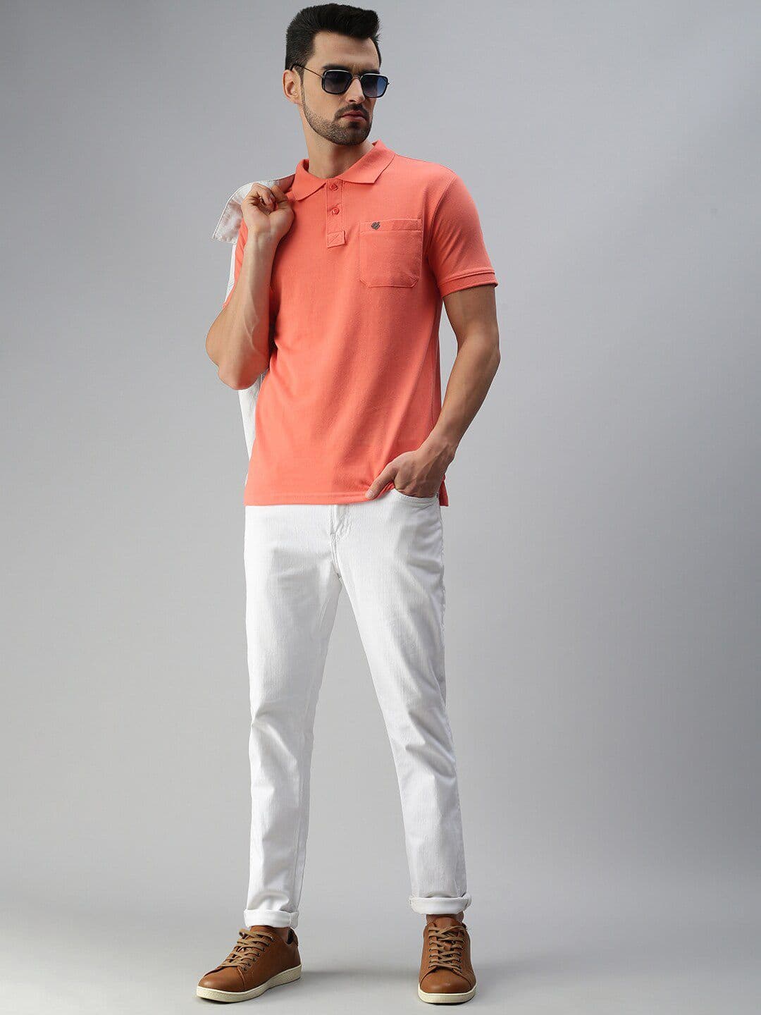 ONN Men Peach-Coloured Polo Collar T-shirt - view 1