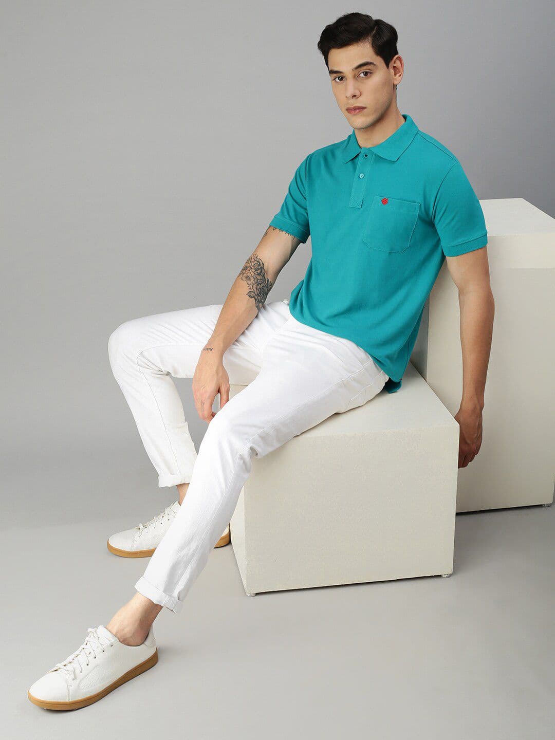 ONN Men Sea Green Polo Collar T-shirt - view 1