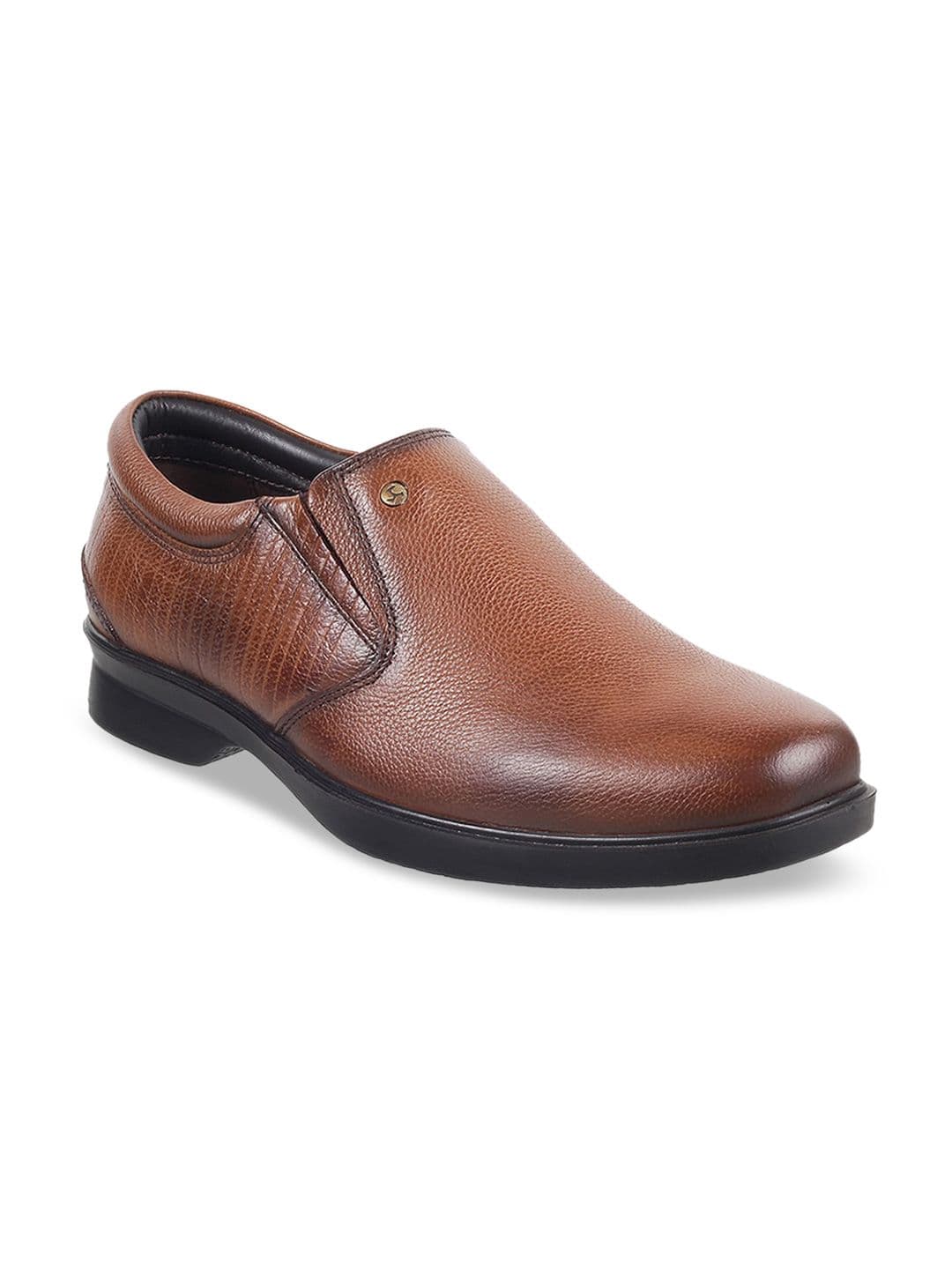 Mochi Men Tan Brown Textured Slip-On Shoes - view 1