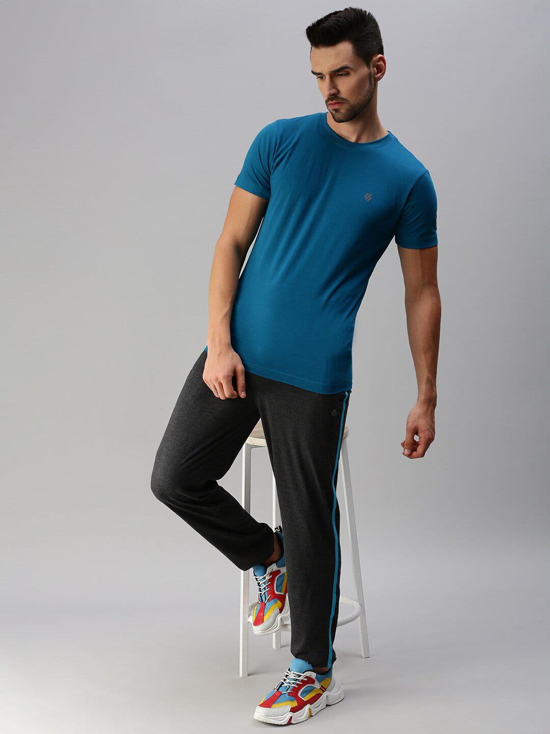 ONN Plus Size Men Blue Solid T-shirt - view 1