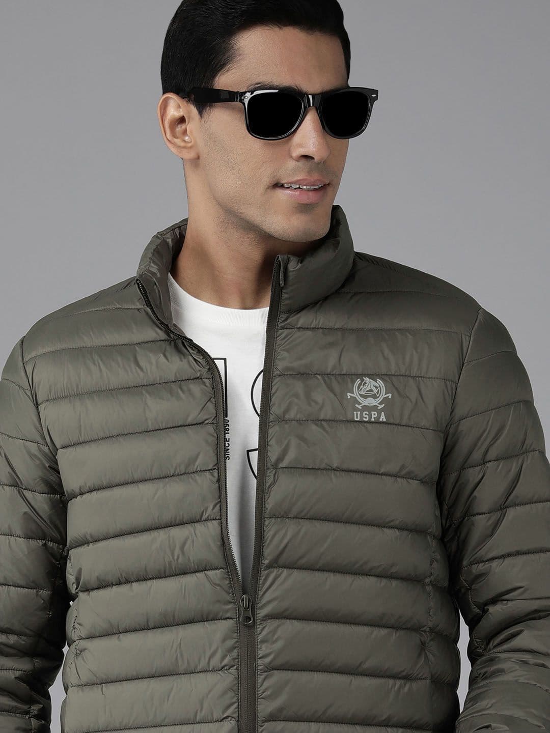 U.S. Polo Assn. U S Polo Assn Men Grey Solid Casual Padded Jacket - view 1