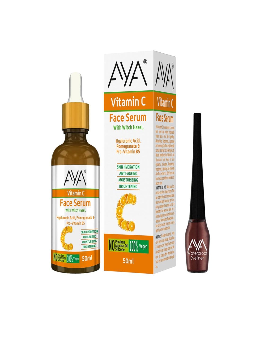 AYA Combo of Anti-Aging Vitamin C Face Serum 50 ml & Waterproof Eyeliner 5 ml - Brown - view 1