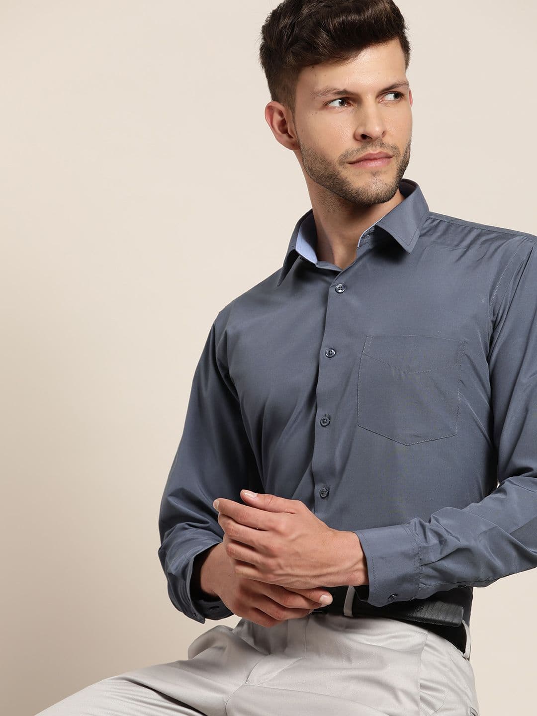 Hancock Men Slim Fit Wrinkle Resistant Solid Formal Shirt - view 1