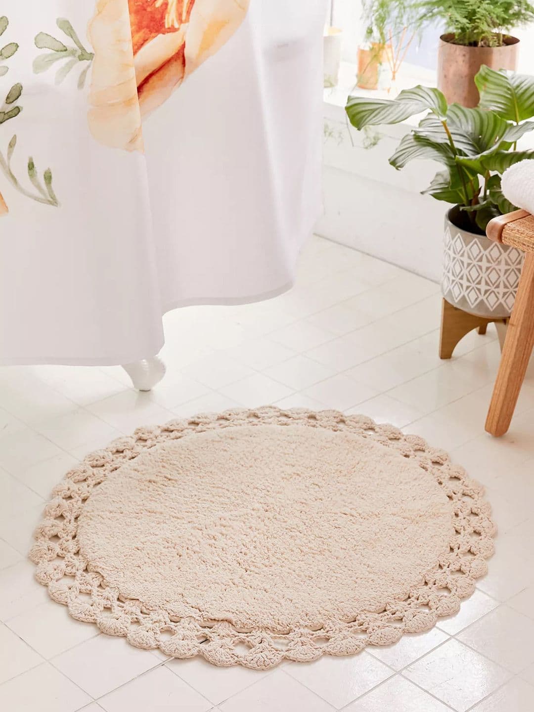 HABERE INDIA Beige Pure Cotton Doormat With Handwork - view 1